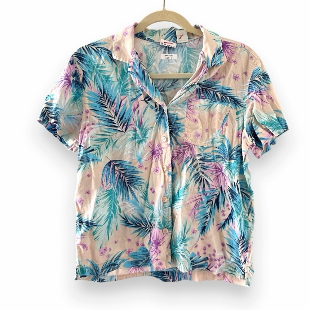 Vintage Erika Pastel Tropical Short Sleeve Button Down Shirt Women’s Sz Small P